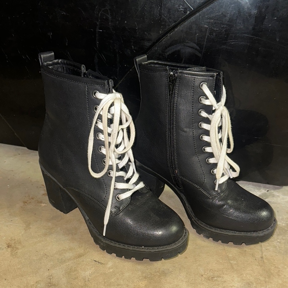Stylish Black Lace-Up Ankle Boots